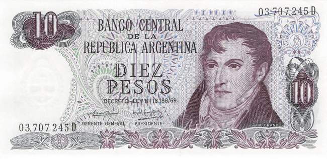 Argentinien p295-1  10 Pesos 1973